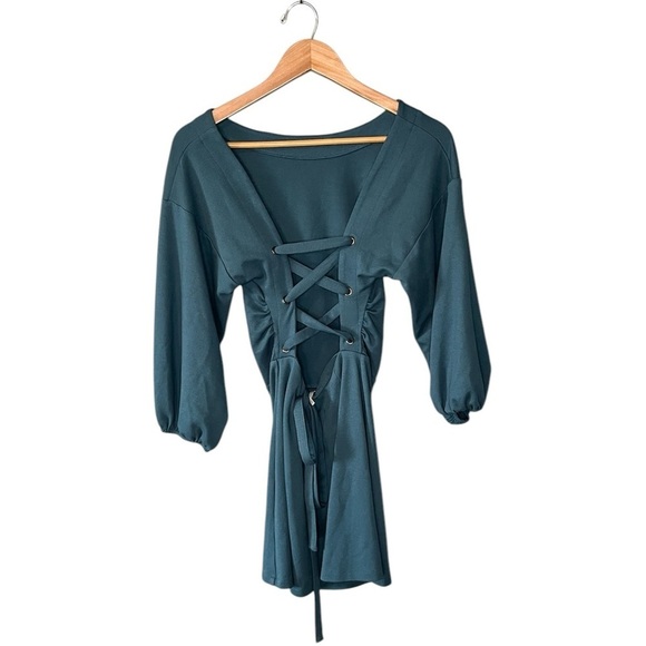 Free People Bianca Corset Back Mini Dress - Sample - Teal - Picture 3 of 9